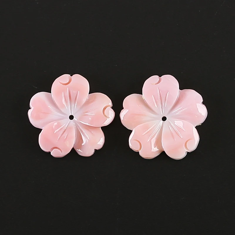 Natural Pink Conch Shell Flower Carving Matched Pair Beads For Jewelry DIY Making, Wholesale Decor Gifts