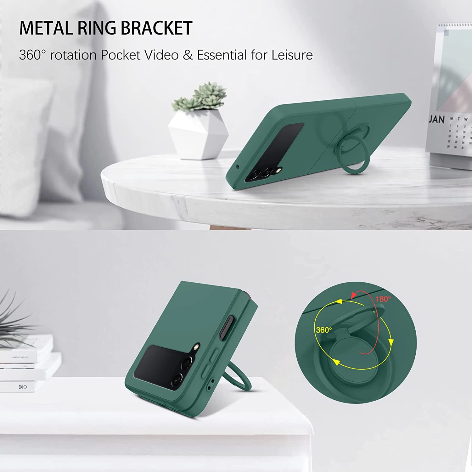 Luxury Liquid Silicone Ring Holder Magnetic Bracket Phone Case For Samsung Galaxy Z Flip 3 4 5 6 Flip5 Flip4 Flip6 5G Back Cover