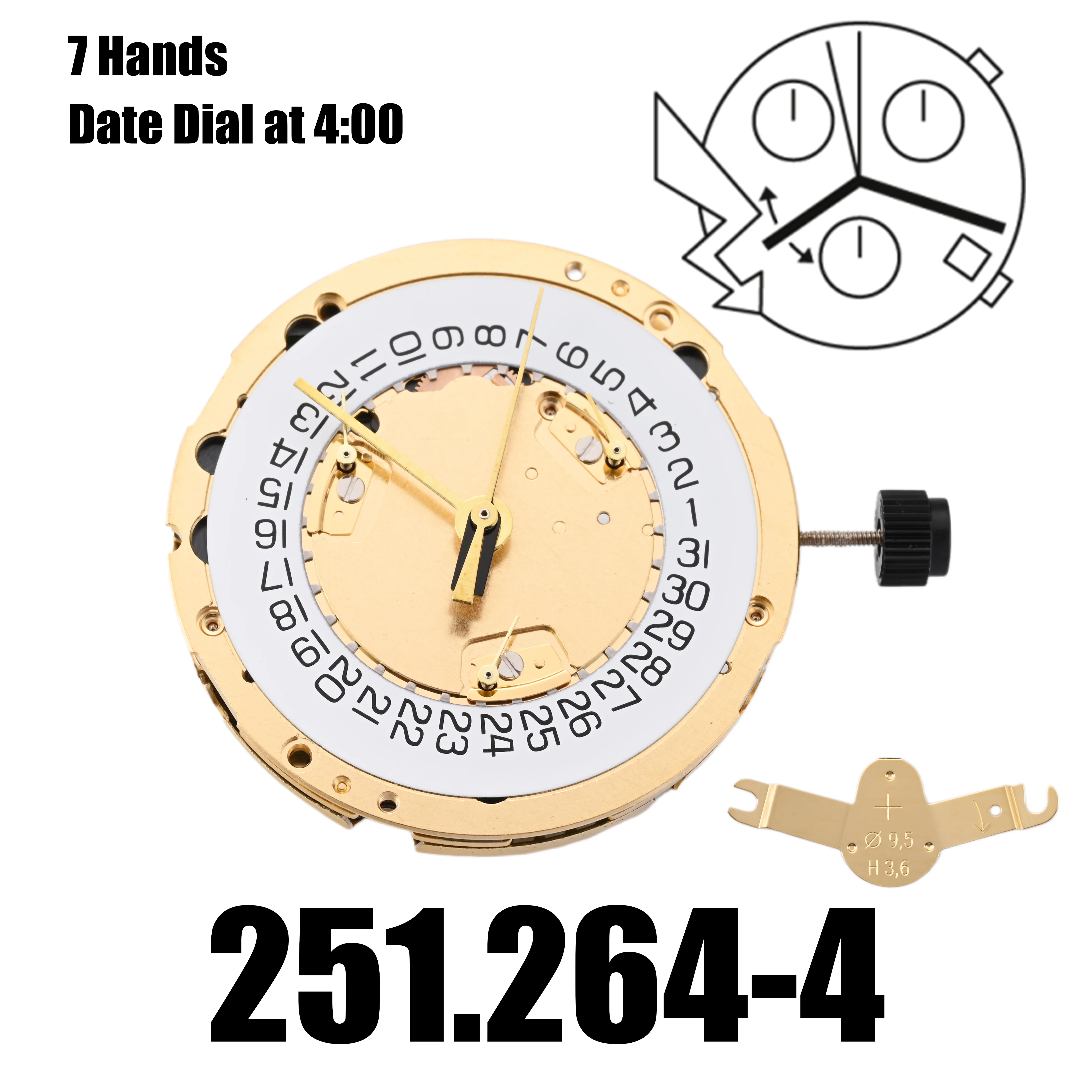 251.264 Movement ETA 251.264 Movement Replacement For Eta 251.262 , White Date Disk on 4 Brand New Original movement