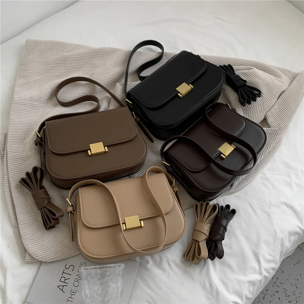 Burminsa 3 Layers Saddle Small Underarm Shoulder Bags For Wome 2023 Trend Luxury Designer Crossbody Bag Leather Ladies Handbags