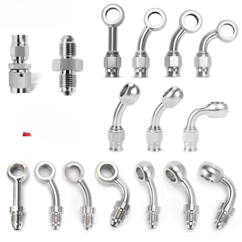 

Нержавеющая сталь мотоцикл мотоцикл гидравлический тормозной масляный шланг фитинг банджо 10 мм прямой/28/45/90 ° Концы тормозных шлангов