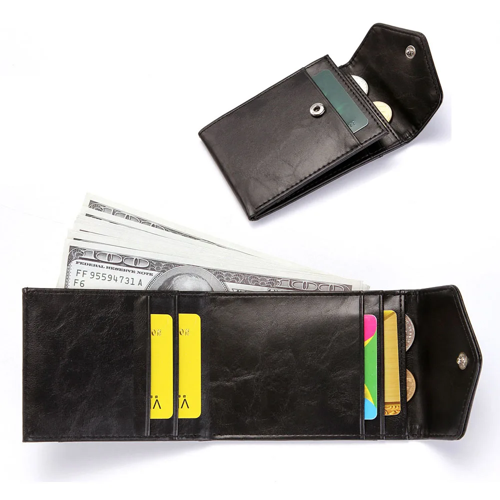 Men Wallet Credit Card Holder PU Leather mini Wallet ID Card Holder Money Clip Purse