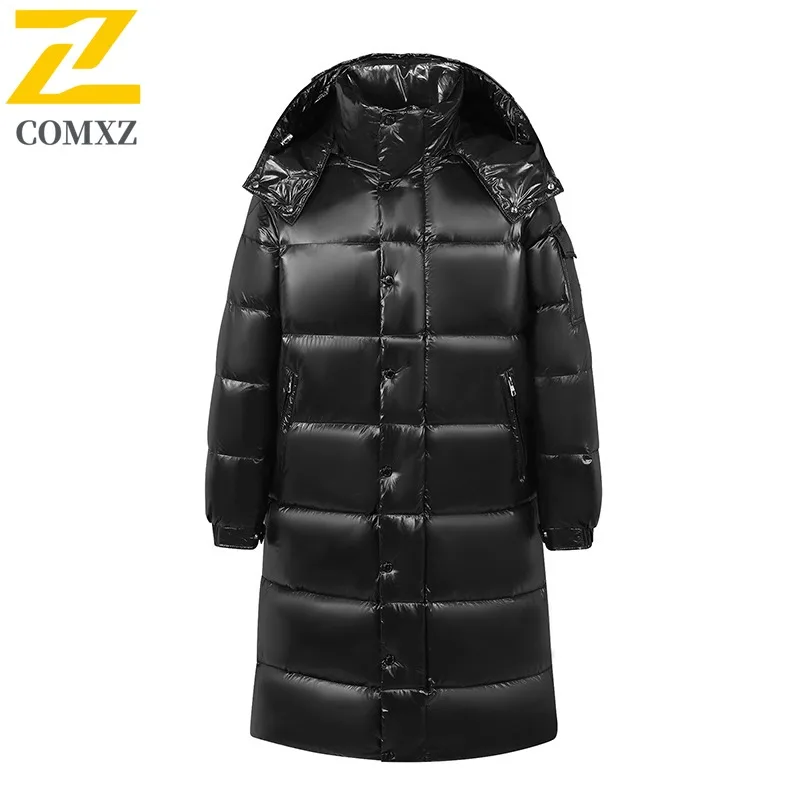 

COMXZ мужской велосипедный длинный пуховик с капюшоном для отдыха на открытом воздухе утолщенная теплая парка однотонный рабочий ветрозащитный зимний пуховик