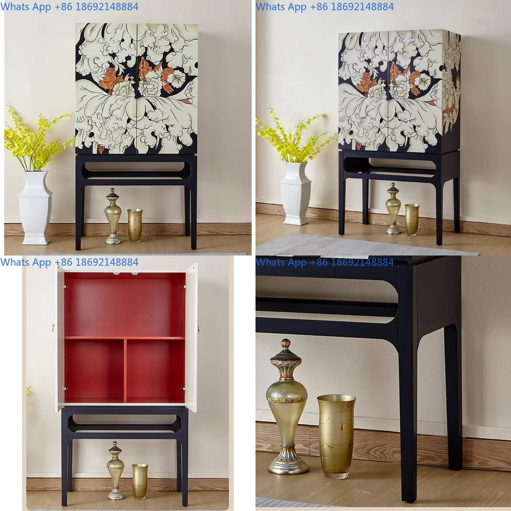 

Retro Style Solid Wood Painted Entry Cabinet for Living Room Decoration and Storage