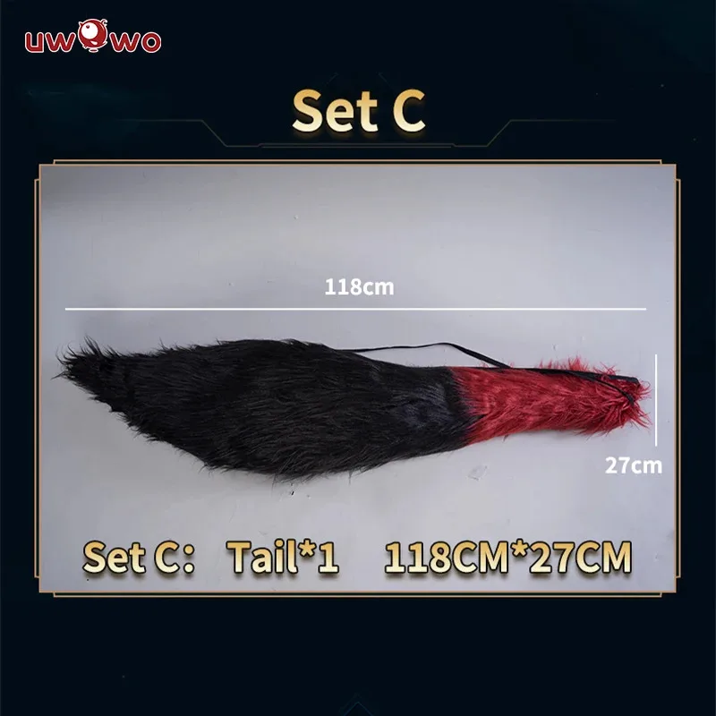 الدفعة الأخيرة UWOWO Ahri كوسبلاي جامعة الأساطير/LOL: أزياء أسطورة أهري التأثيرية الخالدة مع ذيل وغطاء للهالوين كوس
