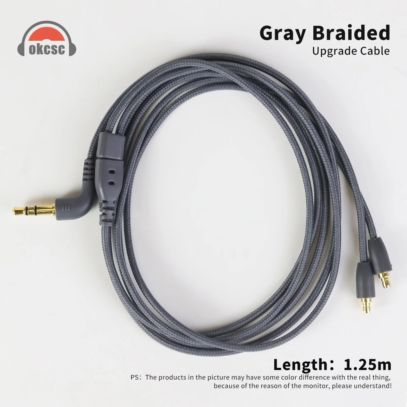 

OKCSC HIFI бескислородный медный позолоченный кабель для наушников для SENNHEISER IE100 IE400 IE500 3,5 мм серый тканый аудиокабель