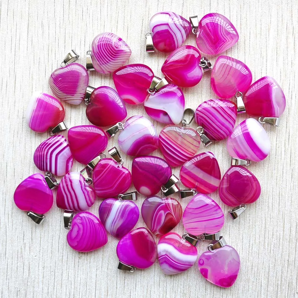 

Fashion Good Quality rose red stripe onyx heart shape pendants for diy jewelry making 20mm fast shipping Wholesale 36pcs/lot