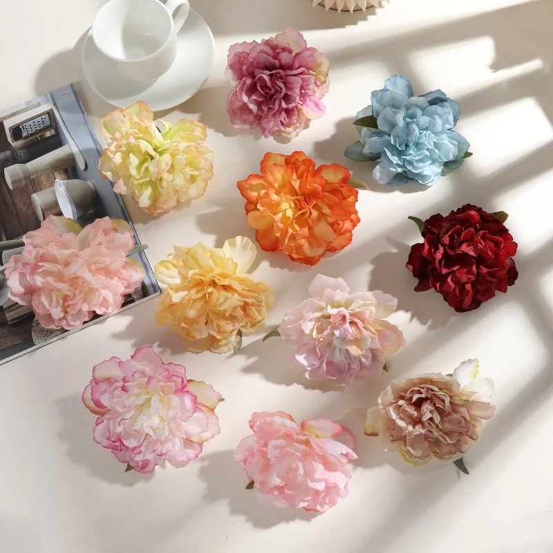 4 pcs artificial flowers, silk-like realistic flowers, realistic peonies with scorched edges—perfect for home decor, birthday parties, weddings, wreaths, holiday decorations, bridal gift parties, and Valentine's Day.