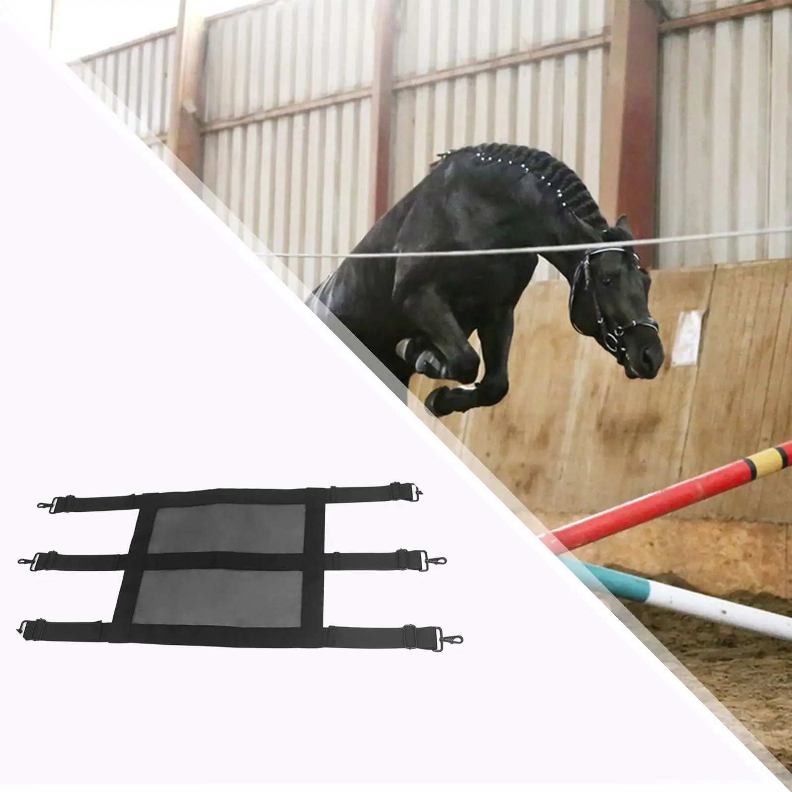 Stall Guard สําหรับม้าตะขอไฟเบอร์โพลีเอสเตอร์ Heavy Duty Horse Stall Gate สายรัดปรับได้เก็บม้าอย่างปลอดภัย Horse Stall Guard