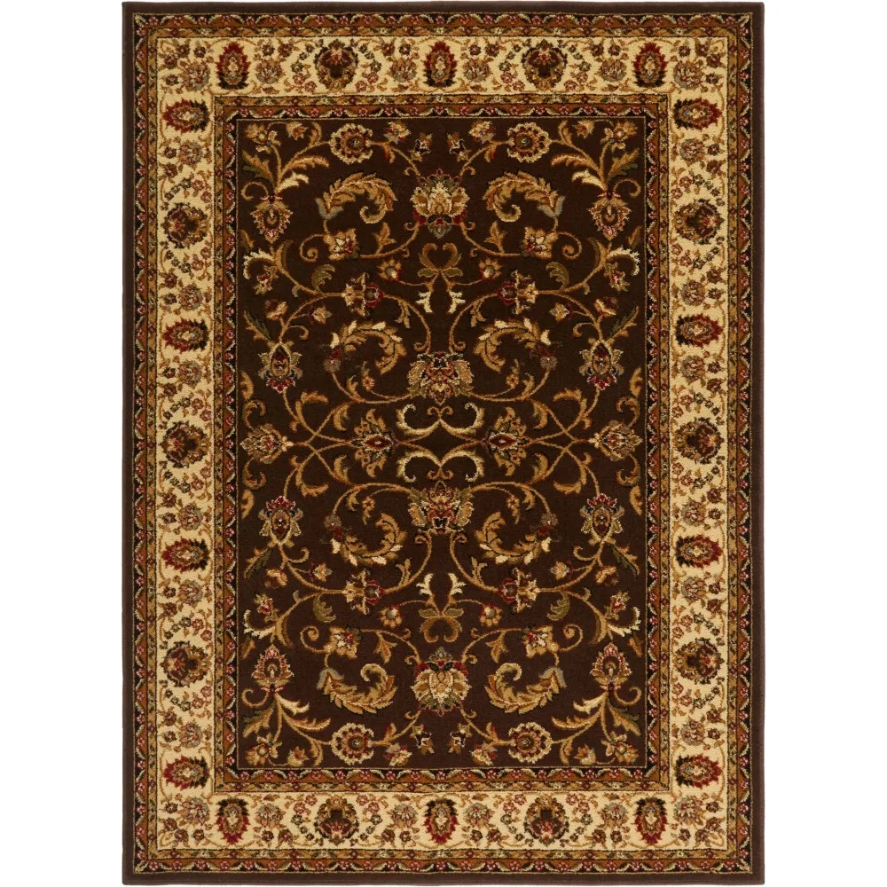 

Royalty Elati Traditional Ornate Damask Area Rug, Brown/Ivory, 7'8x10'4