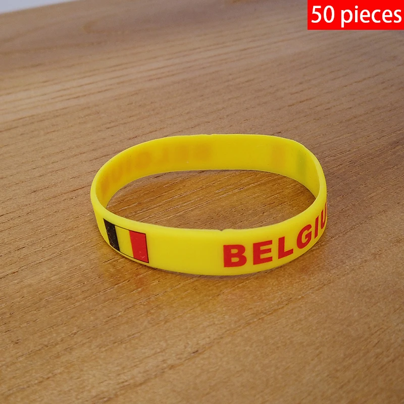 

Wholesale Customized 50pcs Belgium National Flag Wristband Sport Silicone Bracelet Rubber Band Commemorative Fashion Accessory