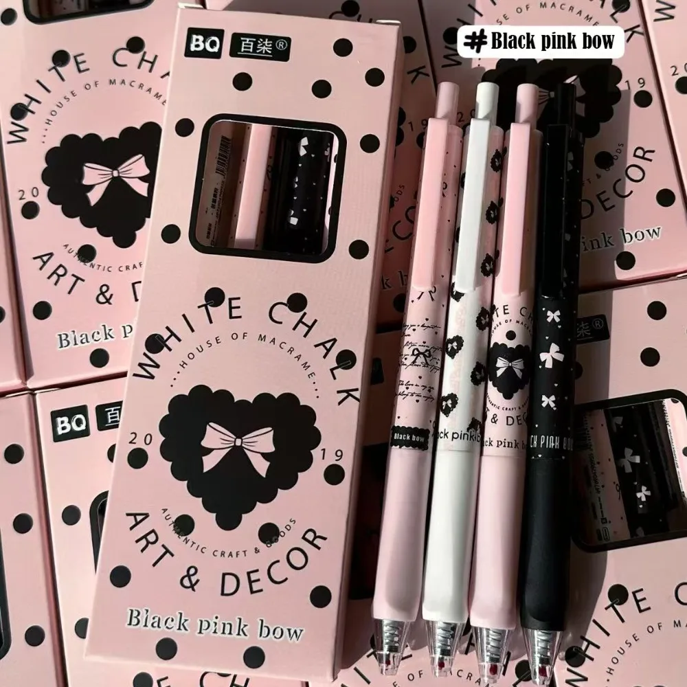 4PCS/Set Cartoon Cute Bow Gel Pen Soft Grip 0.5mm Neutral Pen Quick Drying Ballpoint Pen School Office