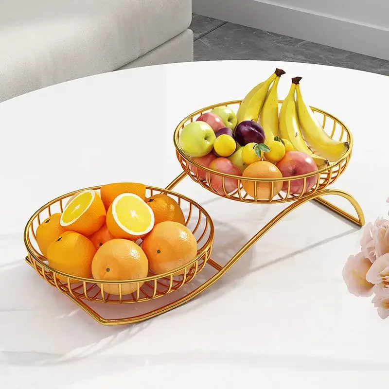 Living Room Fruit Tray Snack Goods Items Multi-layer Storage Basket Coffee Table Household Double-layer Organization Racks