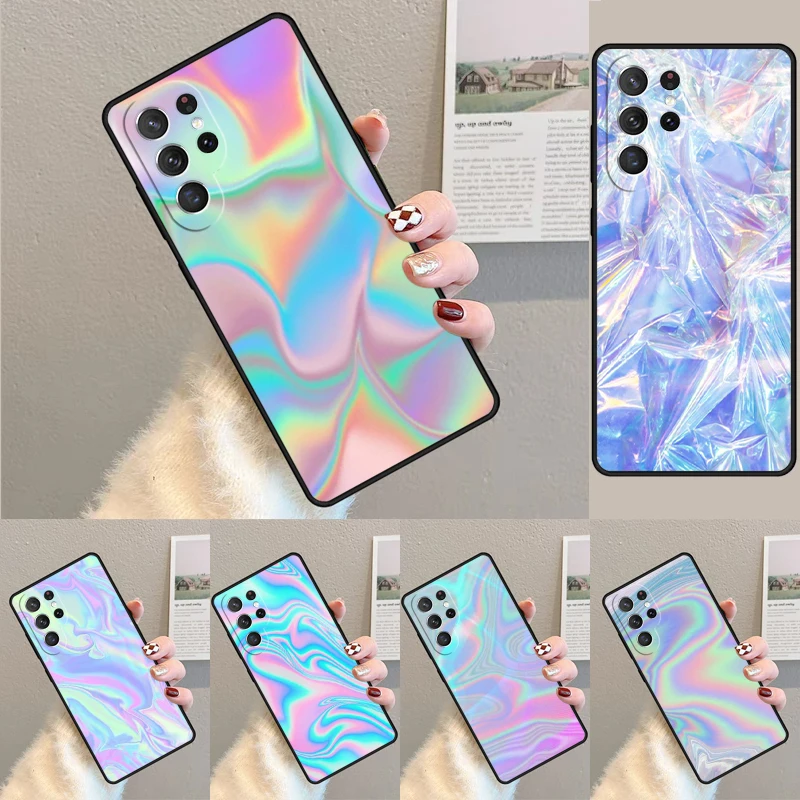 Cover For Samsung Galaxy S24 Ultra S21 S22 S8 S9 S10E Note 10 20 Plus FE S23 Holographic Iridescence Phone case Coque