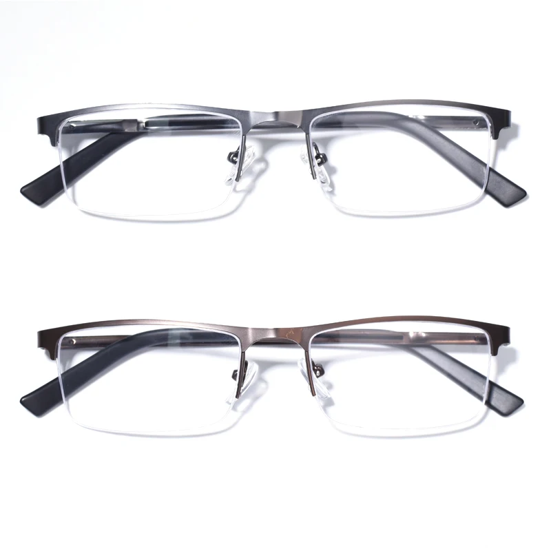 Brauner Rahmen 2026 Neue Halbrahmen-Lesebrille für Herren Business Halbrandlose Metallbrille mit Blaulichtfilter Presbyopie-Brille