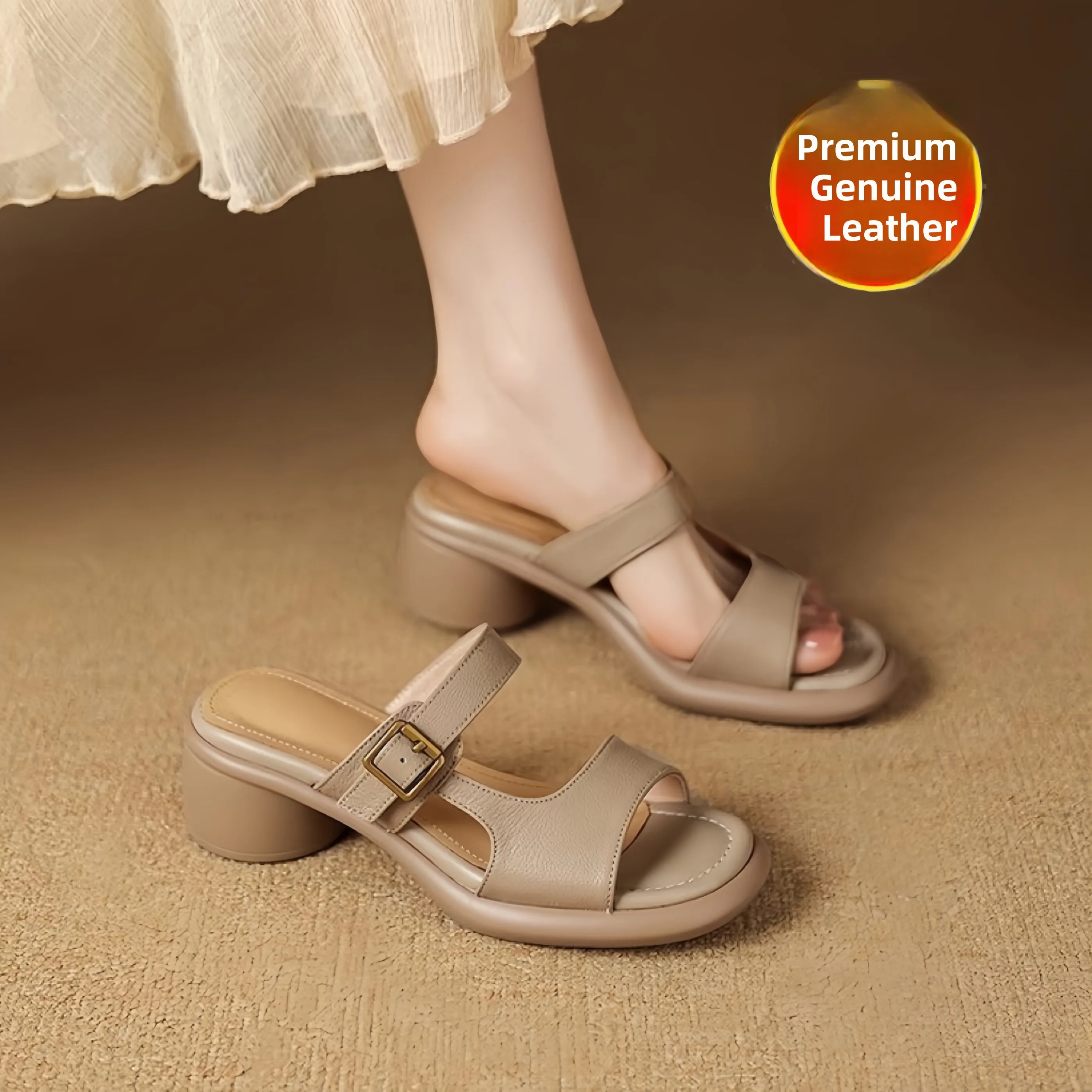 Insole Memory Foam - Sandal Kulit Wanita, Model Kasual dengan