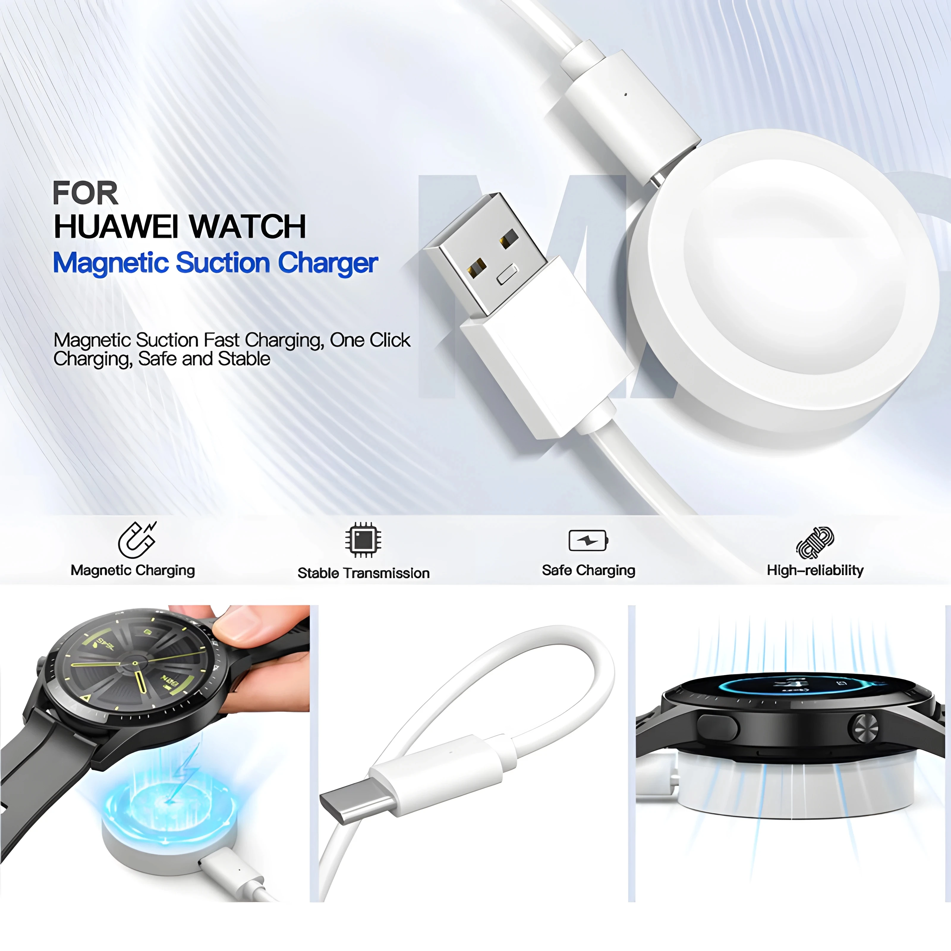 Magnetic Wireless Charger For Huawei Watch 4 GT4 GT3 USB Fast Charging Cable For Huawei Watch 3pro GT Runner GT2 PRO Charger