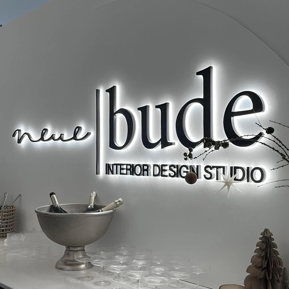 

Custom Outdoor Business Sign Metal Blacklit Sign Business Laser cut Metal Sign 3D Logo Wall Logo Letter For shop Salon Hotel
