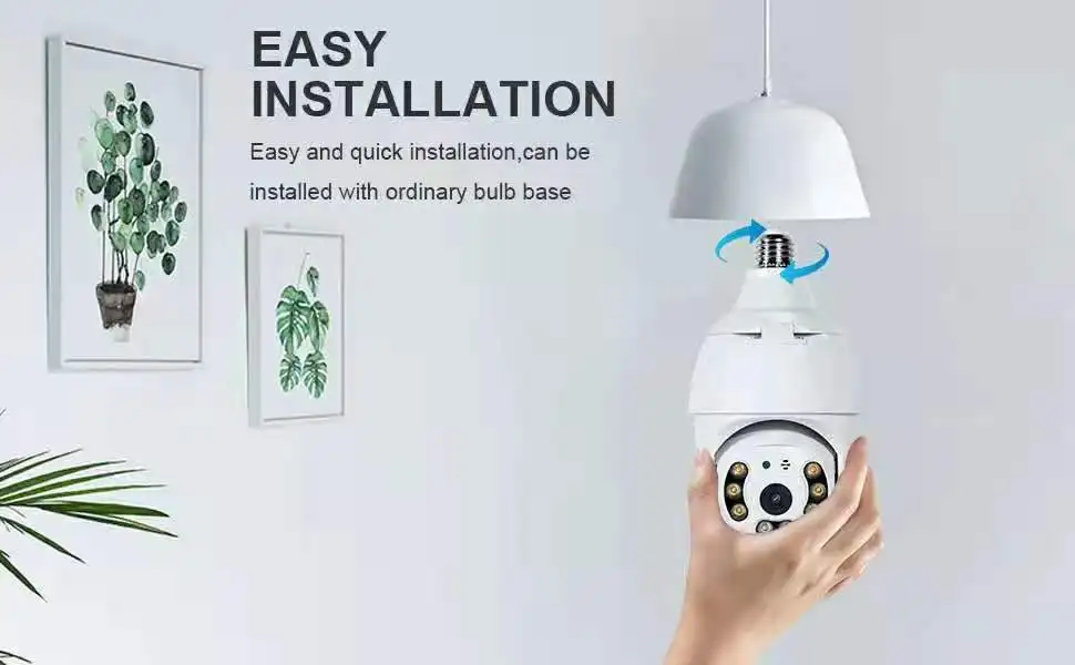 

3MP 1296P YILOT E27 Lamp Head Holder Wireless PTZ IP Dome Camera Full Color Night Vision Home Security CCTV Baby Monitor