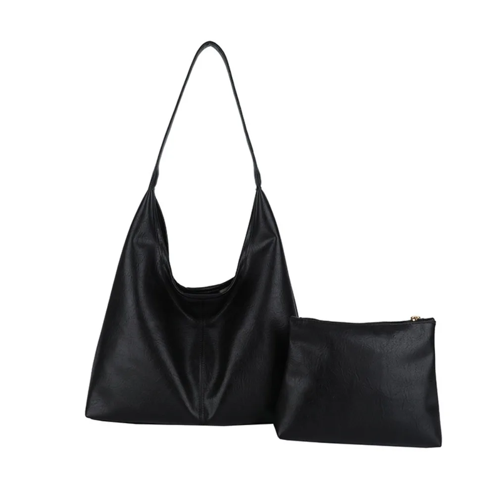 

Solid Color Large Capacity Women Tote Bag Lightweight Simple Crossbody Bad Soft Shoulder Bag Travel