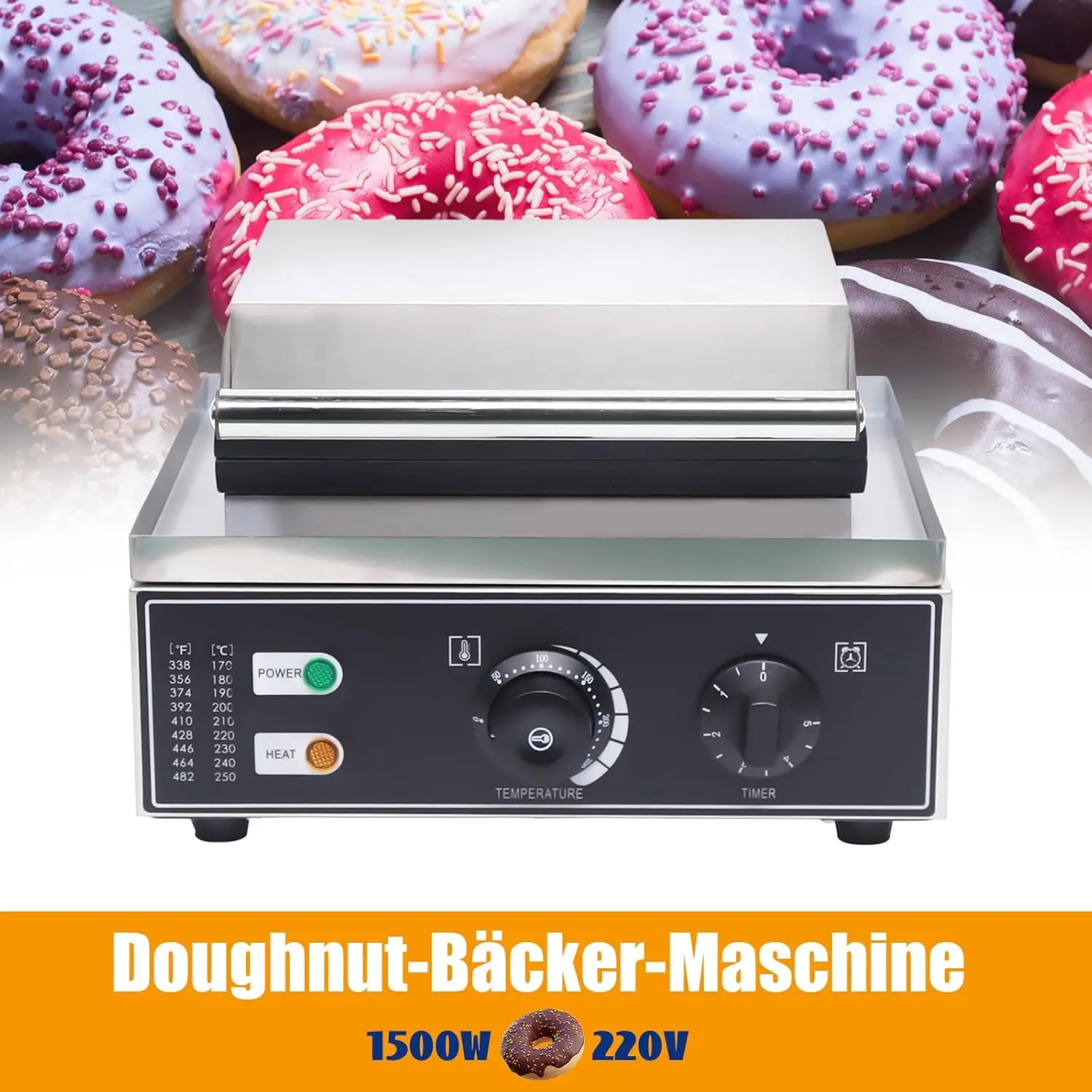 Электрическая машина для изготовления пончиков с 12 отверстиями, машина для изготовления пончиков с антипригарным покрытием, нагрев 5 мм, 50-300, двухсторонняя постоянная температура,