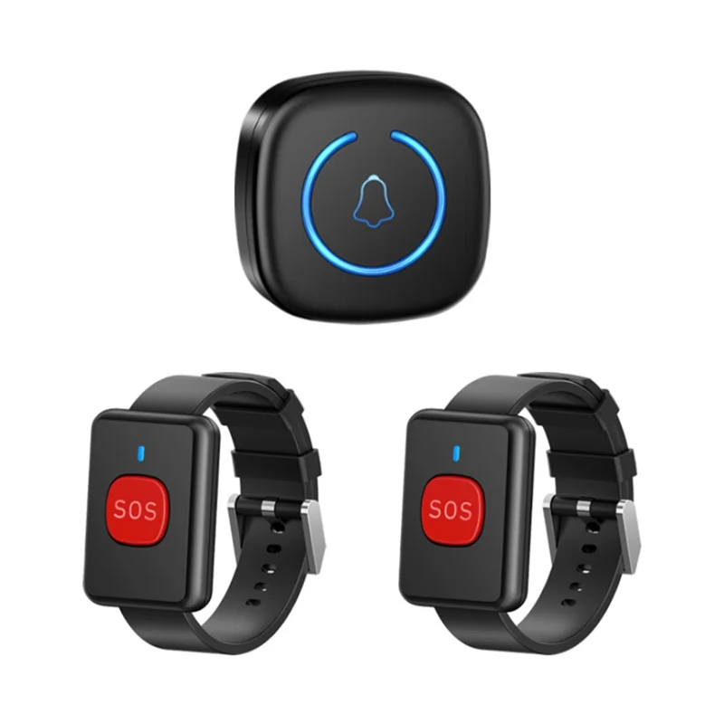 

【HOME TOOLS】Wireless Watch Button Call Pager Emergency SOS Pager Emergency Call Button For Kids Elderly Patient Call System EU P