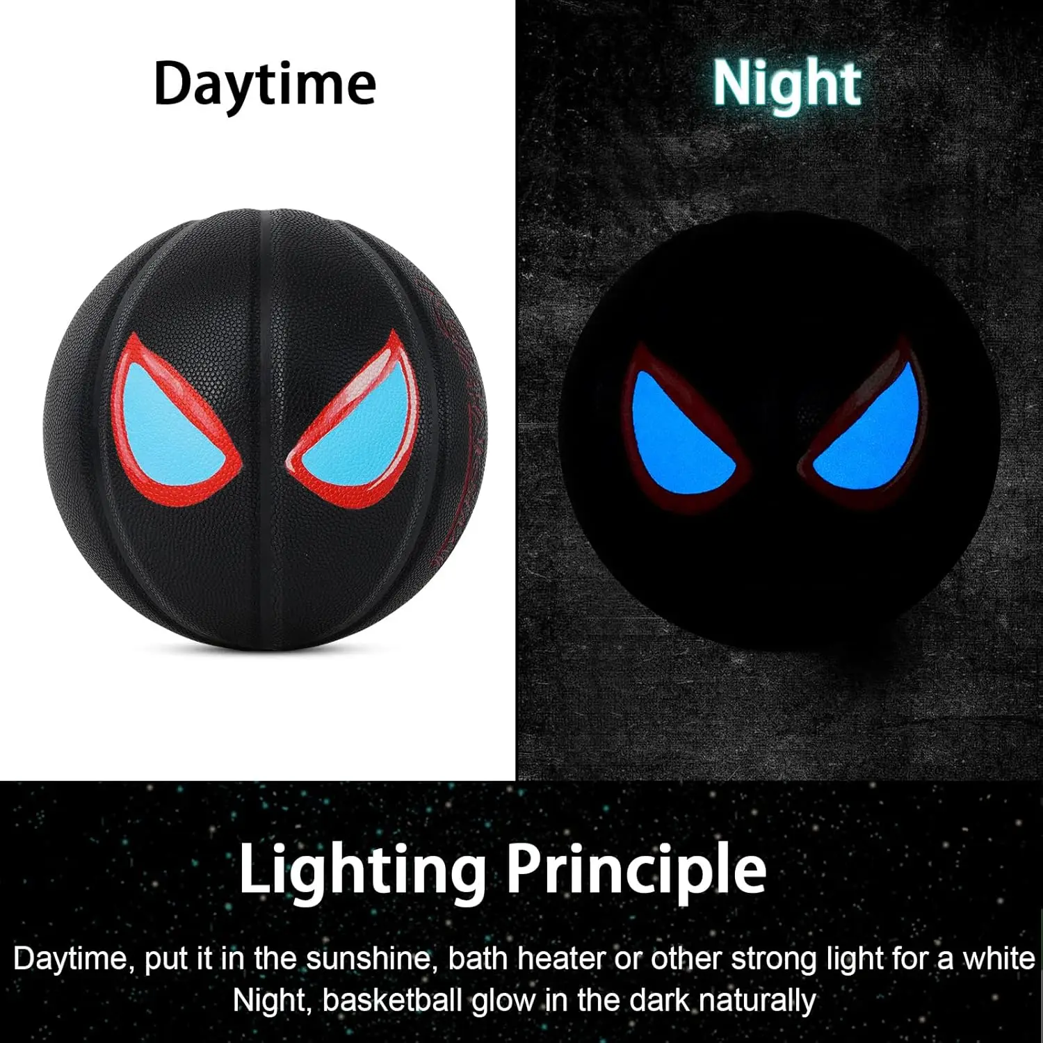 Kuangmi บาสเก็ตบอลเรืองแสงในที่มืด ของขวัญลูกบอลเรืองแสงสําหรับผู้ชาย ผู้หญิง วัยรุ่น บาสเก็ตบอลกลางคืนในร่มและกลางแจ้ง ไซส์ 7
