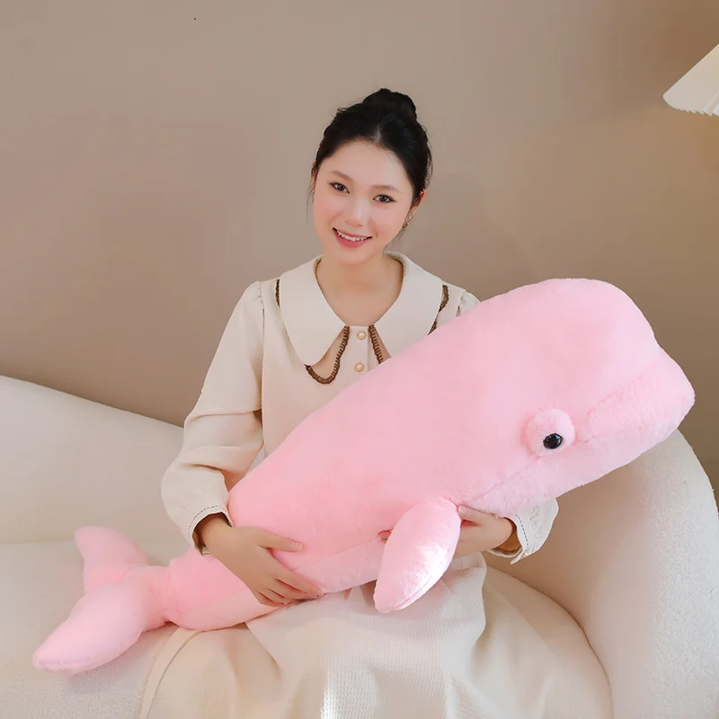 75/100cm PinkRealistic Beluga Plush Pillow Toys Soft Stuffed Sea Animal Simulation Whale Kawaii Sofa Cushion Girls Birthday Gift