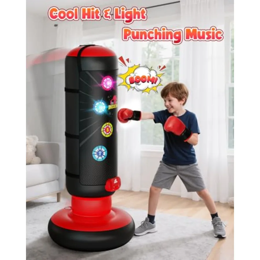 ' inflatable punching bag set for home use PVC material red and blue color with scoring system lights music and 4 game modes pl
