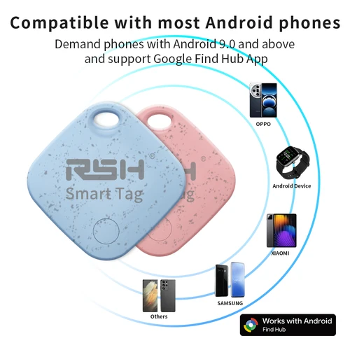 Imagen 2 del producto RSH-Paquete de 4 rastreadores GPS de seguridad para coche, billetera para mascotas, etiqueta inteligente ecológica antipérdida para Google's Find Hub, localizador Android para Xiaomi Pixel