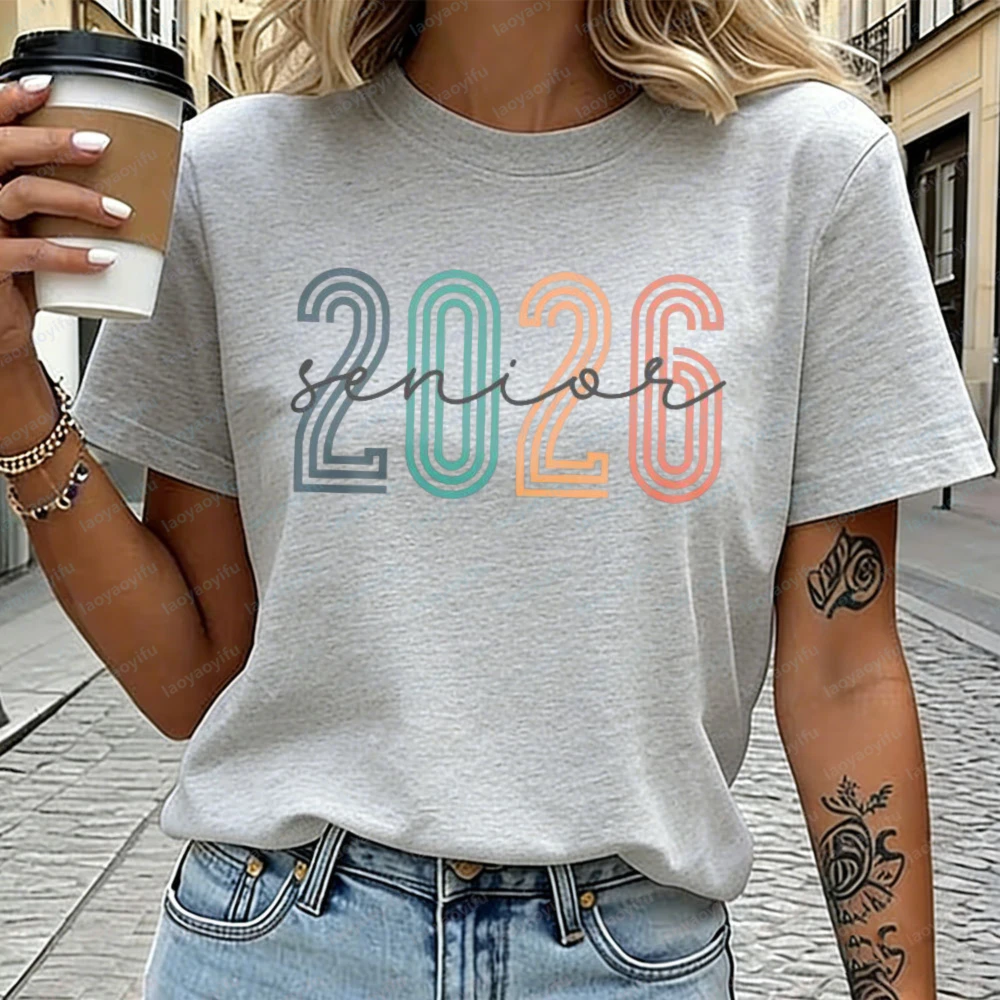 2026 Graduation Cotton Tee Senior Statement Shirt Grad Streetwear Class of 2026 College Senior Summer Clothes for Women Men