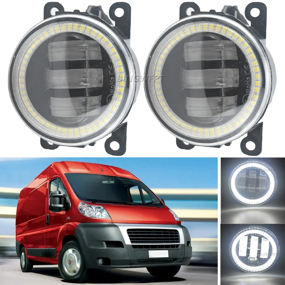 Fog Light + Angel Eye DRL For Fiat Ducato 250-290 2014-2020 For Ram Promaster 1500 2500 3500 Car Styling LED Lamp H11