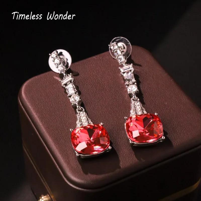 Timeless Wonder Fancy Zircon Geo Stud Earrings for Women Designer Jewelry Punk Luxury Sweet Rare Top Mix Cute 1337