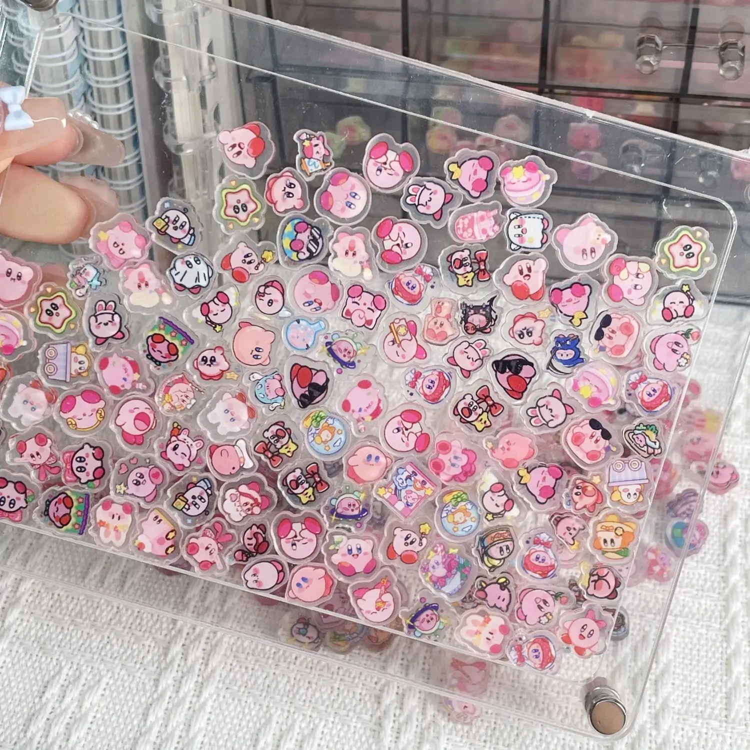 Kirby 1cm Cute Cartoon Ins Acrylic Pieces Mini Mixed Frame Ring Holder Hair Tie Accessories view 6