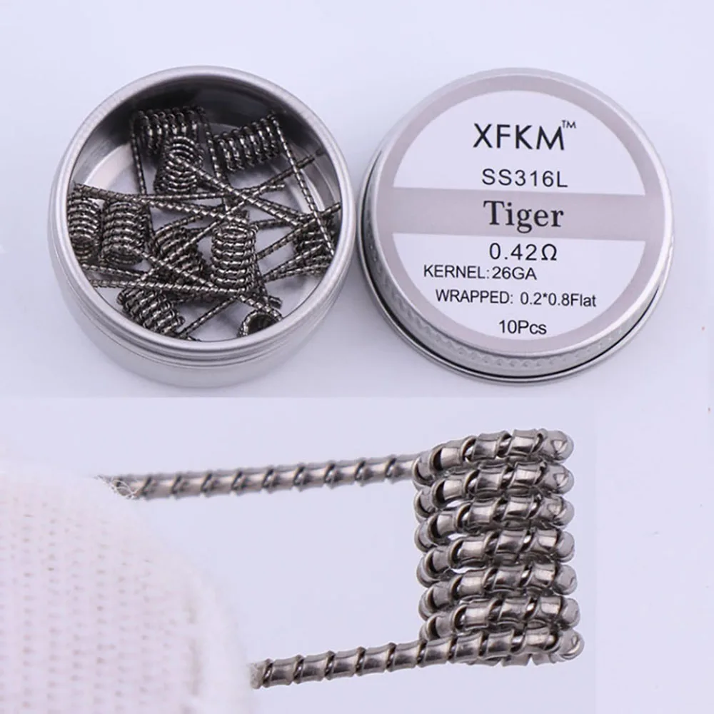 XFKM 10pcs/lot 316 Flat twisted wire Fused clapton Hive wires Alien Mix twisted Quad Tiger coils Heating Resistance Mtl coil