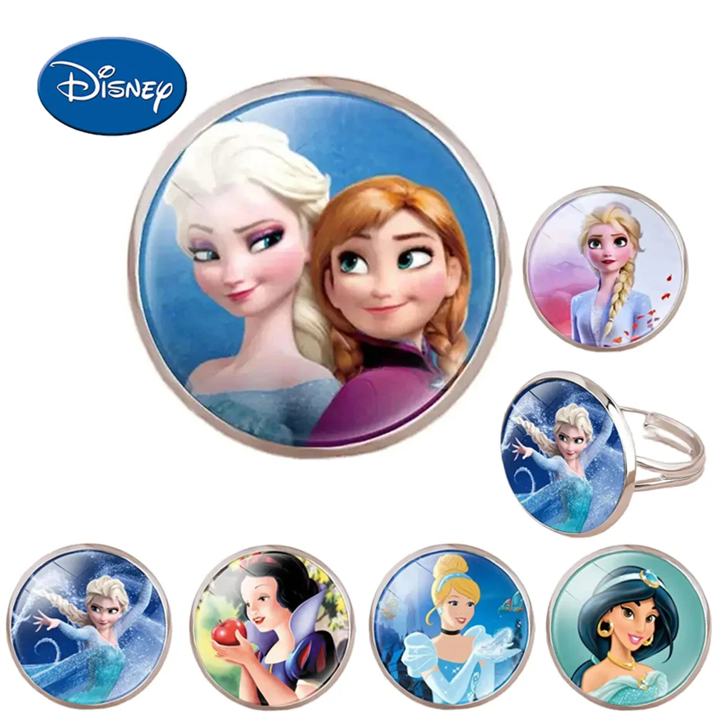 Disney Princess Cartoon Ring Children's Toys Aisha Anna jewelry Snow White Children Ring Girl Gift Kids Cute Ring Birthday Gift