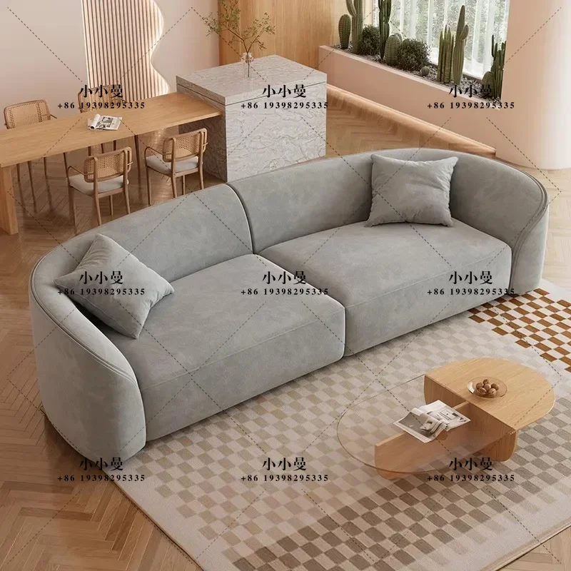 Nordic living room small apartment fabric modern simple special-shaped lamb wool arc home Internet celebrity leisure sofa