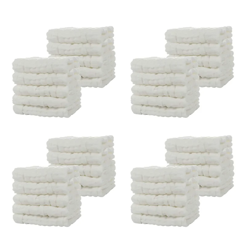 

Hot-Baby Muslin Bath Towels, 40 Pack Of Reusable Soft Absorbent Cotton Baby Face Towel, For Baby's Delicate Skin White