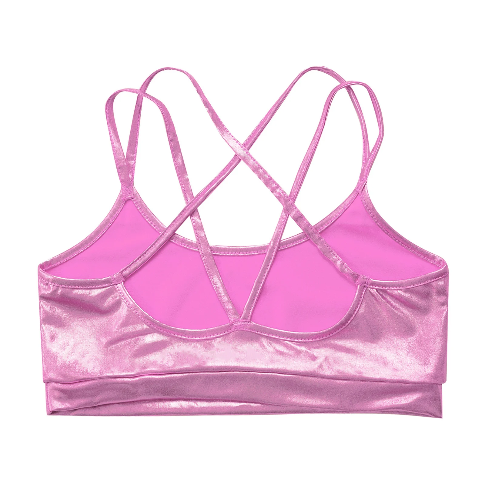 Haut court pour filles, Streetwear brillant, Camisole métallique à bretelles, haut court de danse pour enfants, vêtements de spectacle de danse Jazz
