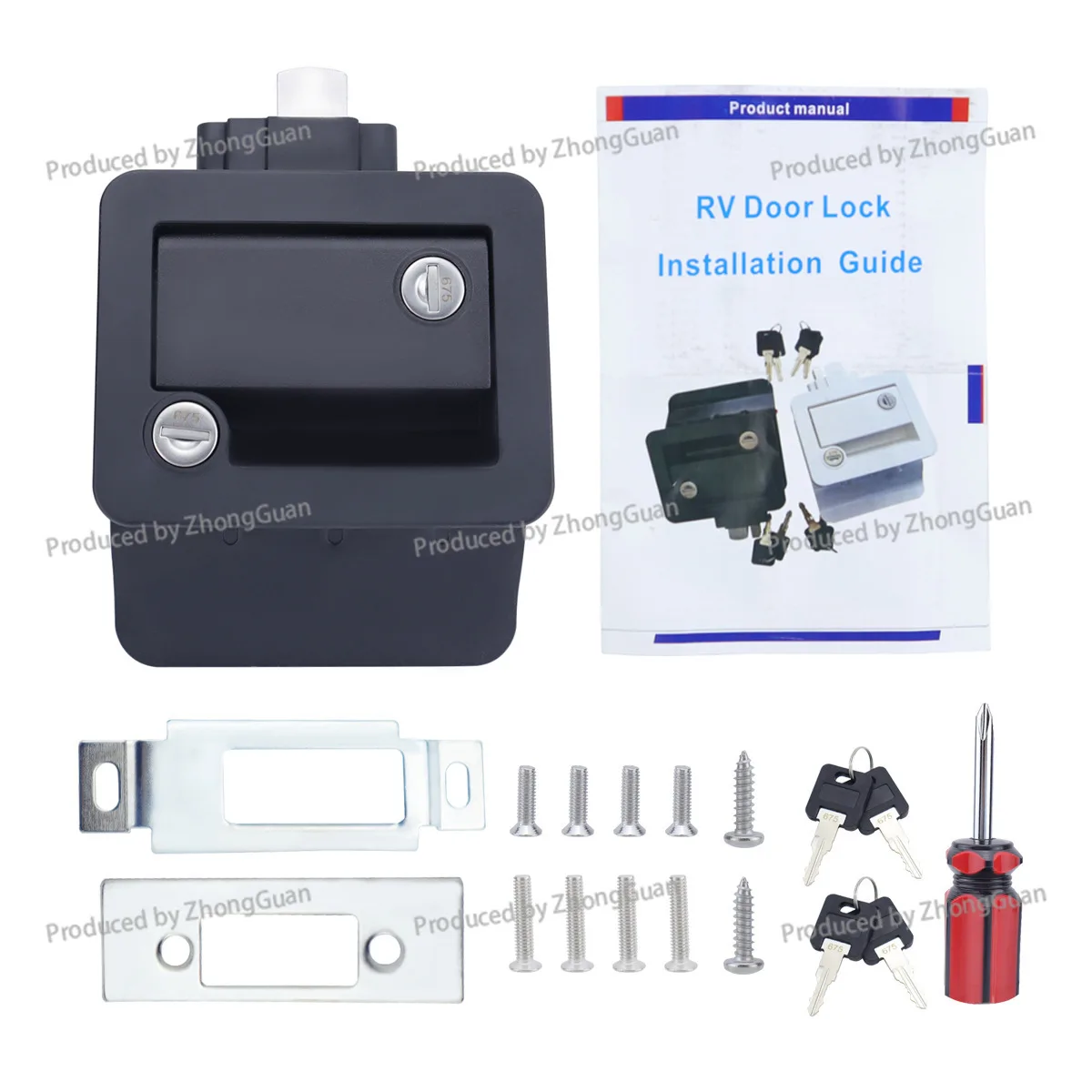 Trailer Interior and Exterior Dual-Opening Silent Door Handle Lock, Truck Square Door , RV Entrance Door  Ship Cabi Pull Lockn