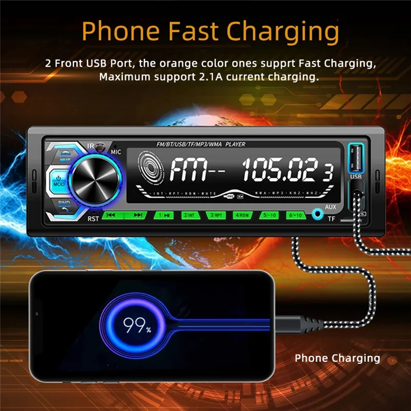 1 Din Autoradio 2 USB-Autoradio-Player Universal Digital Bluetooth MP3-Player Autoradio-Player-Y41A