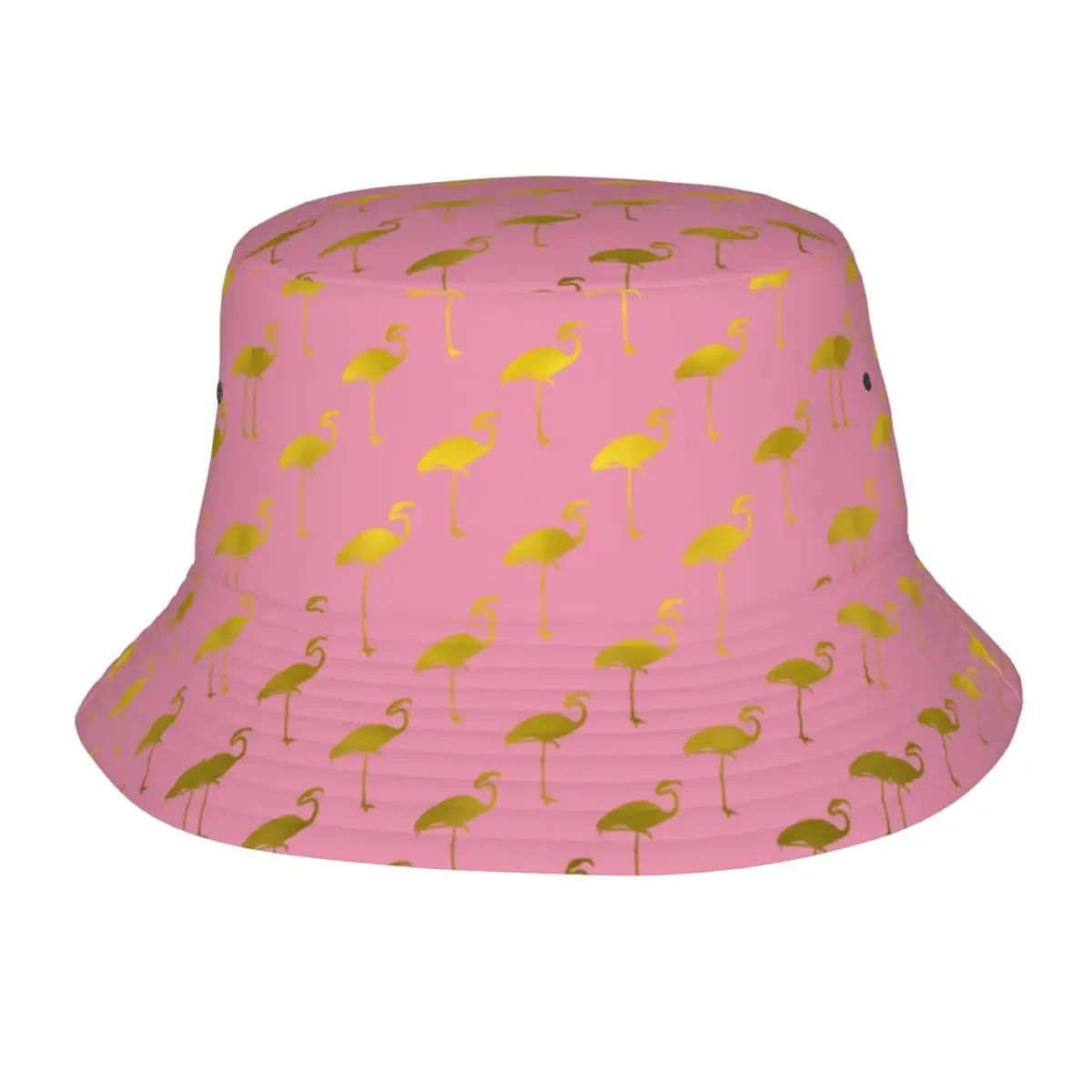 Gold And Pink Flamingos Pattern Bucket Hats Women Men Unisex Trendy Summer Fisherman's Hat