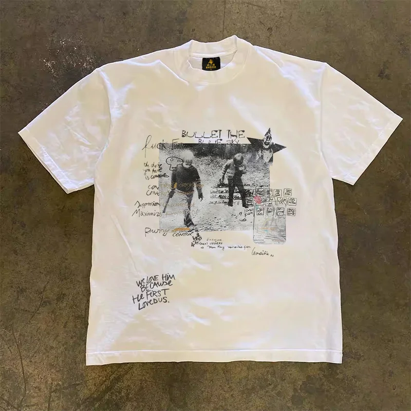 Loose Fit Cotton T-Shirt Unisex Short Sleeve Double Thread UPUPXIA Hero Print Sweat Absorbent round Neck Casual Summer Top
