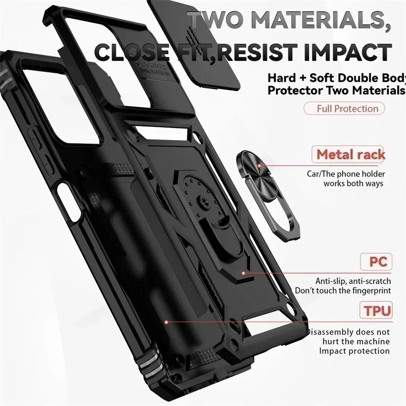 Casing ponsel Xiaomi Redmi 13C, pelindung ponsel tahan guncangan dengan cincin penahan mobil magnetik untuk Xiaomi Redmi 13C 13 C Redmi13c