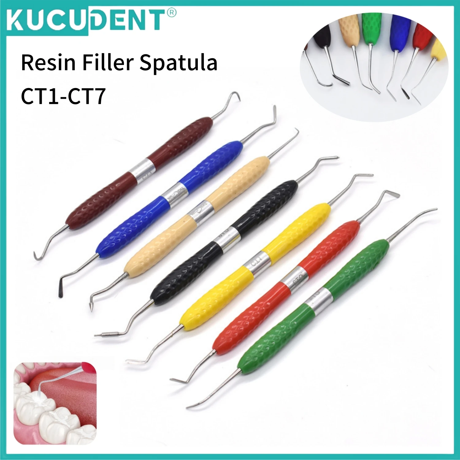 Dental Resin Spatulas Resin Filler Aesthetic Restoration Kit Composite Filled Restorative Tools Silicone Handle Resin Knife