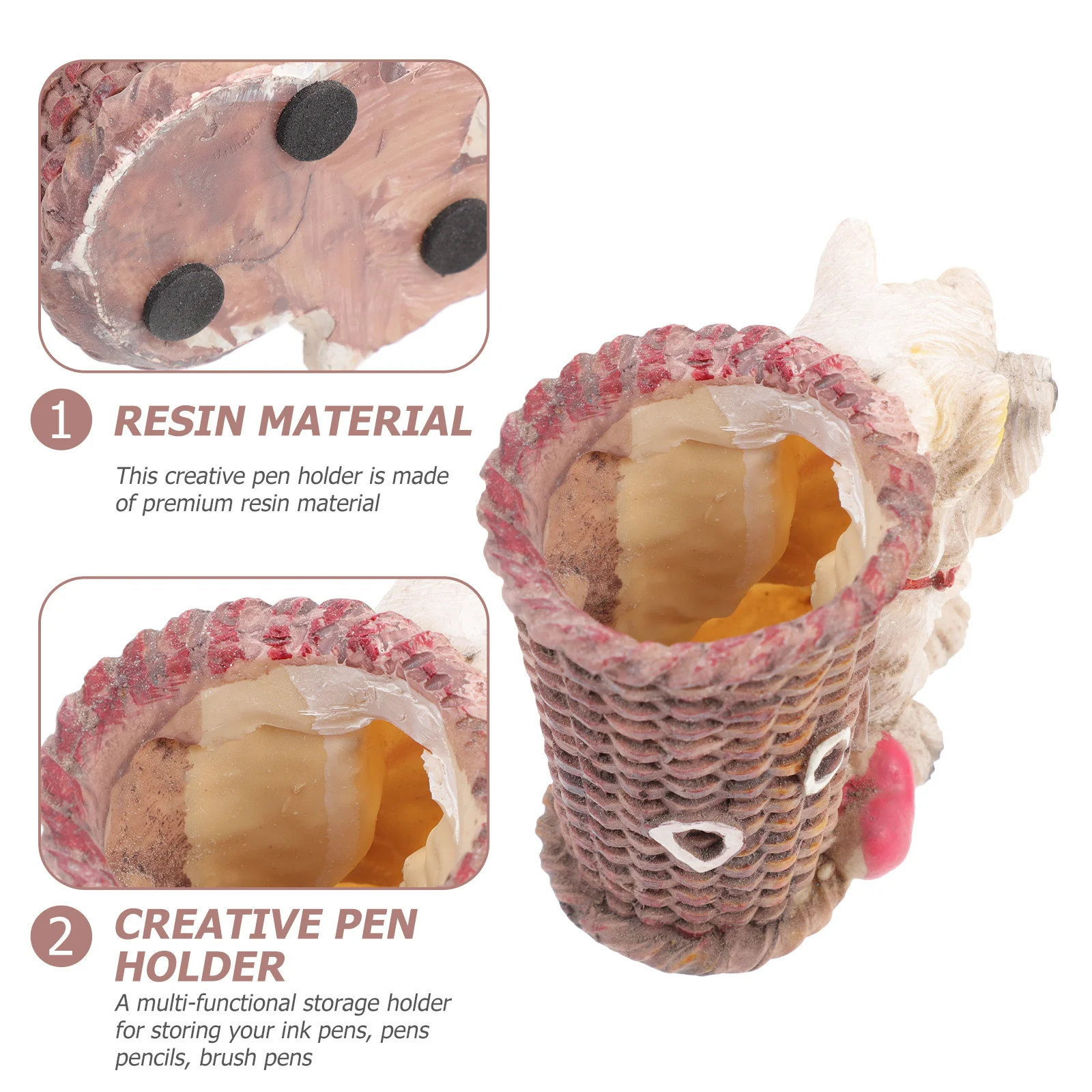 

Dog Shaped Pen Holder Decorative Pen Container Creative Resin Craft for Office School Supplies Storage Desktop Organizer Home