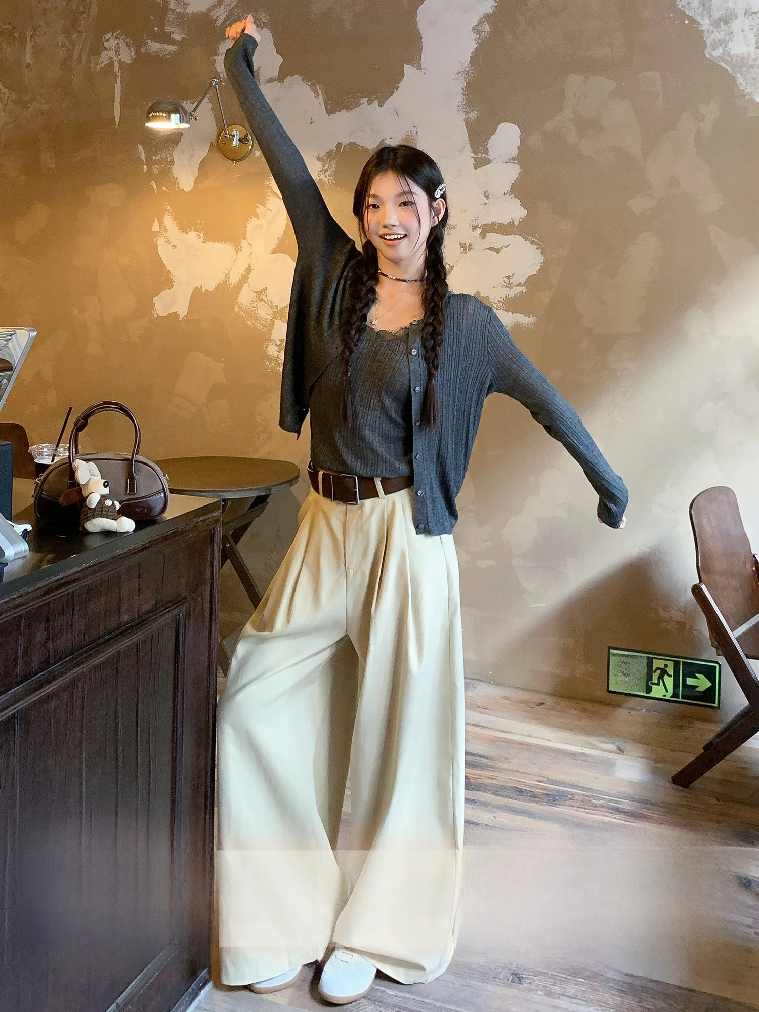 

High Waist Wide Leg Casual Pants Women's Loose Fit Long Trousers Autumn Comfortable Straight Cut Pants iiES Eight Corner ...