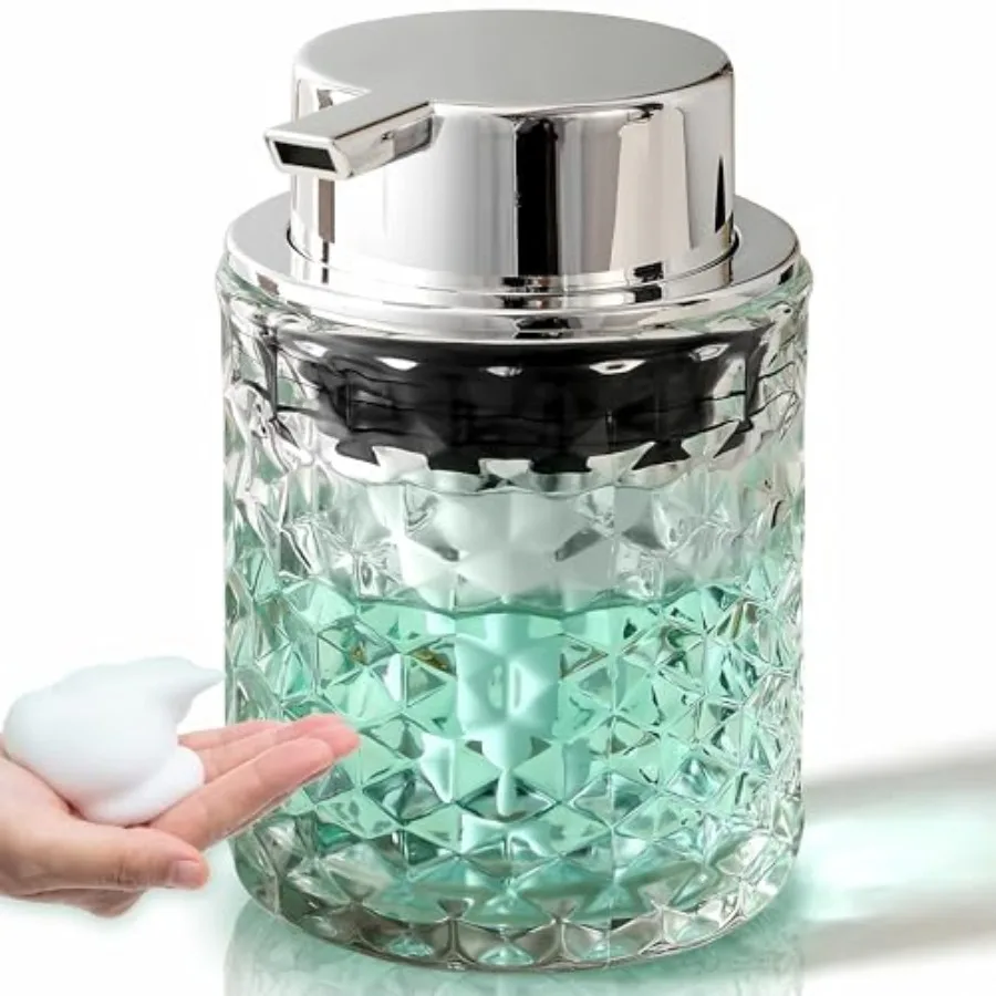 Foaming Hand Soap Dispenser, Refillable Clear Glass Foam Pump Bottle for Hand Soap, Dish Soap, Body Wash, Shampoo, Facial Clean
