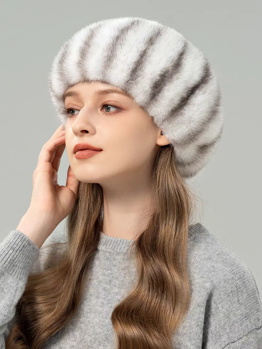 Luxury Women's Winter Hat Elegant Warm Fashion Real Mink Fur Cap for Casual Travel Cycling-Factory Wholesale