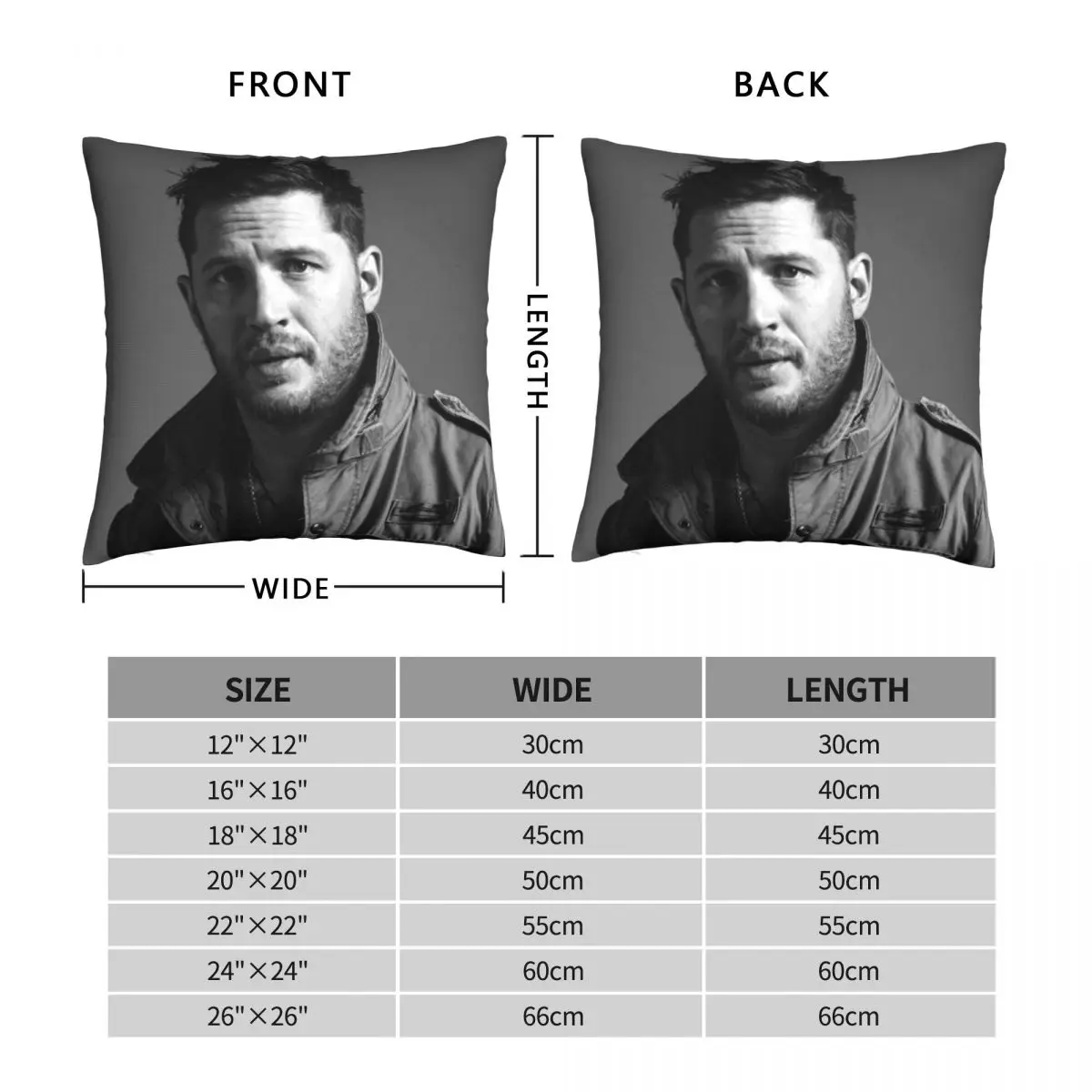 Tom Hardy With Jacket Square Pillowcase Polyester Linen Velvet Printed Zip Decor Pillow Case Sofa Cushion Cover Wholesale